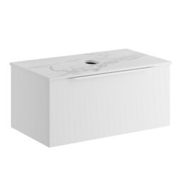Affine 800mm Countertop Bathroom Vanity Unit Wall Hung Furniture Soft Close White - thumbnail 3