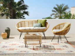 Beliani Garden Lounge Set With Table 3 Seater Maratea/cesenatico Rattan Natural - thumbnail 2
