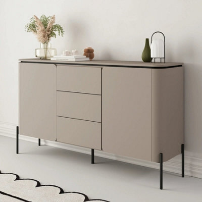 Arte Bello Sideboard Cabinet 163Cm In Congo & Black - Spacious Storage With Push-To-Open Doors And Drawers - image 1