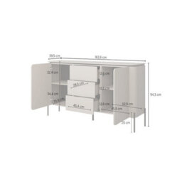 Arte Bello Sideboard Cabinet 163Cm In Congo & Black - Spacious Storage With Push-To-Open Doors And Drawers - thumbnail 3