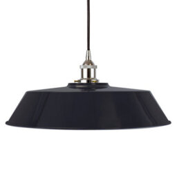 Navy Blue Large Chancery Painted Dome Pendant Light With Nickel Lamp Holder And Black Round Cable - Se Home - thumbnail 1