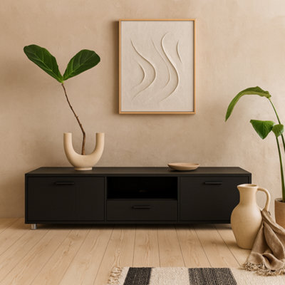 Wyld Haus Nagoya Compact Black Tv Unit 2 Doors 1 Drawer 1 Shelf