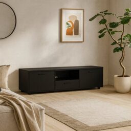 Wyld Haus Nagoya Compact Black Tv Unit 2 Doors 1 Drawer 1 Shelf - thumbnail 2