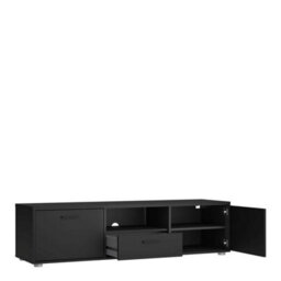 Wyld Haus Nagoya Compact Black Tv Unit 2 Doors 1 Drawer 1 Shelf - thumbnail 3