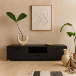 Wyld Haus Nagoya Compact Black Tv Unit 2 Doors 1 Drawer 1 Shelf - thumbnail 1