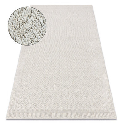 RugsX Carpet Origi 3739 Cream - Frame, Herringbone Flat-Woven Sisal String 136X190 Cm - image 1