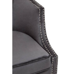 Orsina Grey Velvet Studded Chair, Easy To Clean Leather Armchair, Body Supportive Accent Chair - thumbnail 7