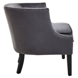 Orsina Grey Velvet Studded Chair, Easy To Clean Leather Armchair, Body Supportive Accent Chair - thumbnail 3