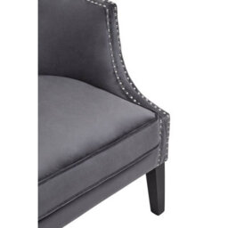 Orsina Grey Velvet Studded Chair, Easy To Clean Leather Armchair, Body Supportive Accent Chair - thumbnail 5