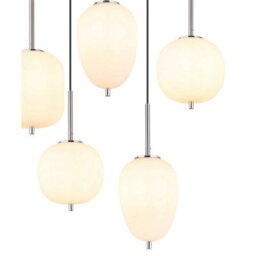 Luminosa Lighting Luminosa Blacky I Cluster Pendant Ceiling Light Nickel Matt Opal Glass Shade 8X E14 - thumbnail 4