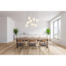 Luminosa Lighting Luminosa Blacky I Cluster Pendant Ceiling Light Nickel Matt Opal Glass Shade 8X E14 - thumbnail 5