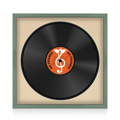 "16X16"" Green Classic Vinyl Record Frame With Ivory Mount For 12 Inch Lp Disc - Ak Frames" - image 1