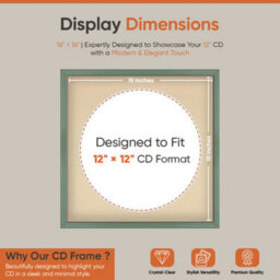 "16X16"" Green Classic Vinyl Record Frame With Ivory Mount For 12 Inch Lp Disc - Ak Frames" - thumbnail 2