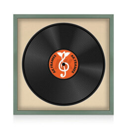 "16X16"" Green Classic Vinyl Record Frame With Ivory Mount For 12 Inch Lp Disc - Ak Frames" - thumbnail 1