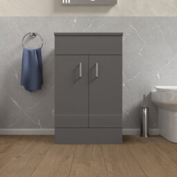 Nes Home 500mm Steel Grey Vanity Unit Cabinet With Worktop - thumbnail 4