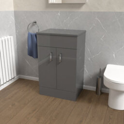Nes Home 500mm Steel Grey Vanity Unit Cabinet With Worktop - thumbnail 1