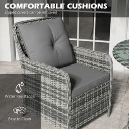 Outsunny Luxury Rattan Garden Dining Set W/ Parasol, Cushions, Mixed Grey - thumbnail 5