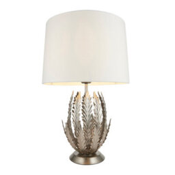 Luminosa Lighting Luminosa Delphine Decorative Silver Layered Leaf Table Lamp With Ivory Fabric Shades