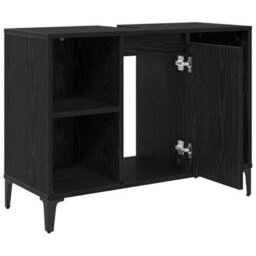Walplus Sink Cabinet Black Oak 80 X 33 X 60 Cm Engineered Wood And Iron - thumbnail 5