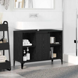 Walplus Sink Cabinet Black Oak 80 X 33 X 60 Cm Engineered Wood And Iron - thumbnail 4