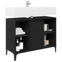 Walplus Sink Cabinet Black Oak 80 X 33 X 60 Cm Engineered Wood And Iron - thumbnail 3