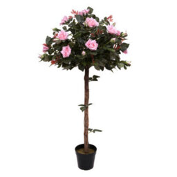 GreenBrokers Artificial Pink Rose Tree 30 Flowers 120Cm/4Ft - thumbnail 1