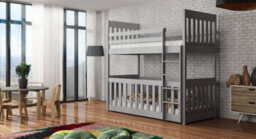 Arte Modern Grey Cris Bunk Bed With Cot & Bonnell Mattresses - Stylish & Safe (H1710mm W1980mm D980mm) - thumbnail 2