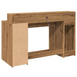 Berkfield Desk With Led Lights Artisian Oak 140X55X91 Cm Engineered Wood - thumbnail 8