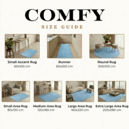 Comfy Washable Low Pile Living Room Area Rug - Anti-Slip Felt Backing Teal 50Cm X 80Cm - thumbnail 5
