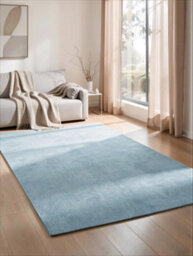 Comfy Washable Low Pile Living Room Area Rug - Anti-Slip Felt Backing Teal 50Cm X 80Cm