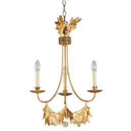 Elegant 3 Bulb Gilded Gold Ceiling Pendant Light With E14 Led Fittings