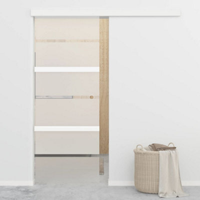 Berkfield Sliding Door Esg Glass And Aluminium 76X205 Cm Silver - image 1