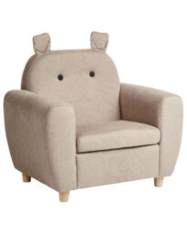 Wyld And Coco Little Hippo Kids Armchair, Taupe Fabric, Foam-Cushioned Seat And Armrests, Modern Design - thumbnail 3