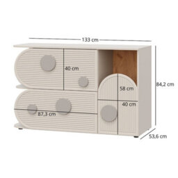 Heze Furniture Ping 1 Door 2 Drawer Sideboard Kids Bedroom - Cashmere - thumbnail 4
