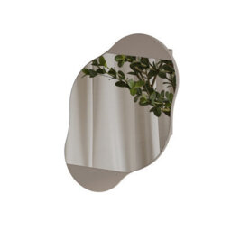 Decortie Cloudy Unique Mirrored Bathroom Cabinet Wall Mount Storage Cabinet With One Mirror Door, Mocha Grey - thumbnail 2