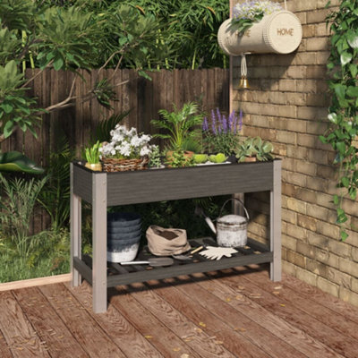 Berkfield Garden Raised Bed With Shelf Grey 120X50X75 Cm Wpc - image 1
