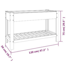 Berkfield Garden Raised Bed With Shelf Grey 120X50X75 Cm Wpc - thumbnail 7