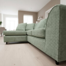 Abakus Direct Jumbo Chenille Corner Sofa In Sage Green Left Facing With Plush Chaise Extension - thumbnail 7