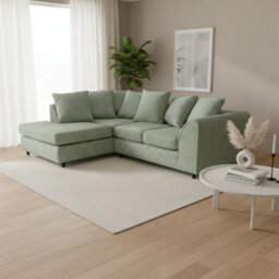 Abakus Direct Jumbo Chenille Corner Sofa In Sage Green Left Facing With Plush Chaise Extension - thumbnail 6
