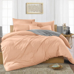 Ameha Plain 3-Piece Duvet Peach Quilt Cover Breathable Microfiber Reversible King Set With Pillowcase 230 X 220 Cm - thumbnail 7
