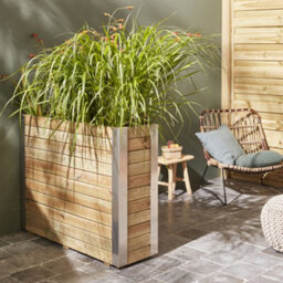 Cerland Bambou Outdoor Tall Rectangular Wooden Planter 100Cm - thumbnail 2