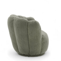 Teddy Boucle Fabric Sage Green Naomi Scalloped Barrel Chair - thumbnail 5