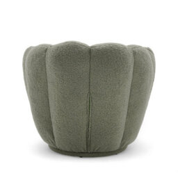 Teddy Boucle Fabric Sage Green Naomi Scalloped Barrel Chair - thumbnail 7