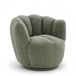 Teddy Boucle Fabric Sage Green Naomi Scalloped Barrel Chair - thumbnail 4