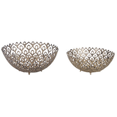 Beliani Set Of 2 Bowls Grogol Metal Gold - image 1