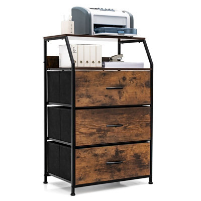 Gainoom Industrial 3-Drawer Black Storage Cabinet Dresser Freestanding Organizer - image 1
