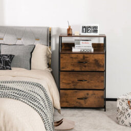 Gainoom Industrial 3-Drawer Black Storage Cabinet Dresser Freestanding Organizer - thumbnail 7