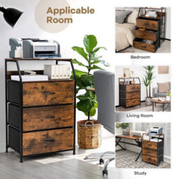 Gainoom Industrial 3-Drawer Black Storage Cabinet Dresser Freestanding Organizer - thumbnail 3
