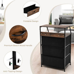 Gainoom Industrial 3-Drawer Black Storage Cabinet Dresser Freestanding Organizer - thumbnail 6