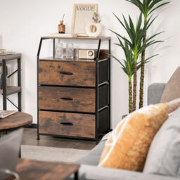 Gainoom Industrial 3-Drawer Black Storage Cabinet Dresser Freestanding Organizer - thumbnail 8